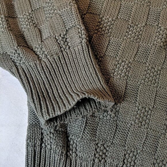 Vintage Spalding Knit Sweater Grey Checkered Mens L Large Gray Long Sleeve Retro - Picture 5 of 15